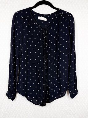 Indi & Cold Black Dot Print Button‎ Up Long Sleeve Top